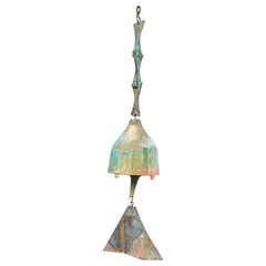Vintage Large Bronze Cosanti Wind Bell with Hanging Bracket by Paolo Soleri