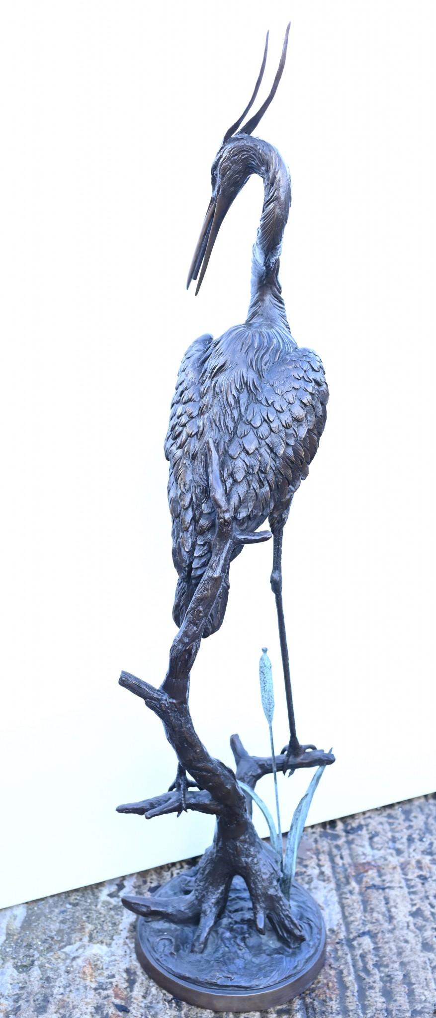 Large Bronze Crane Fountain Garden Bird Sculpture For Sale 3