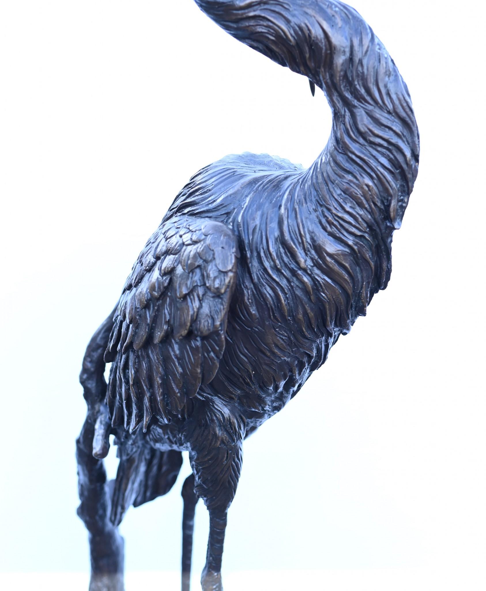 Große Crane-Brunnen-Garten-Vogel-Skulptur aus Bronze im Angebot 5