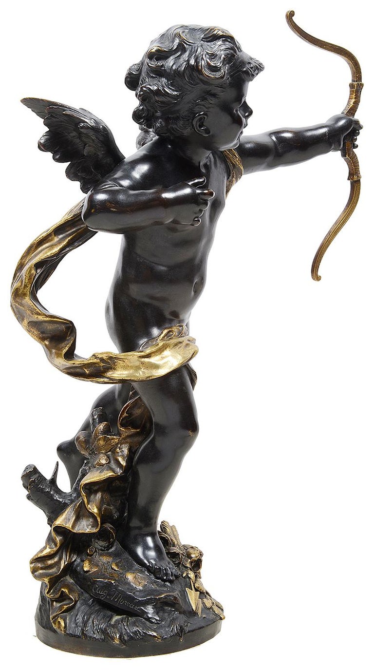Large Bronze Cupid by Aug. Moreau, 19th Century For Sale at 1stDibs
