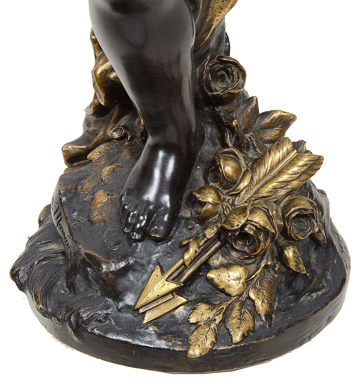 Large Bronze Cupid by Aug. Moreau, 19th Century For Sale 1