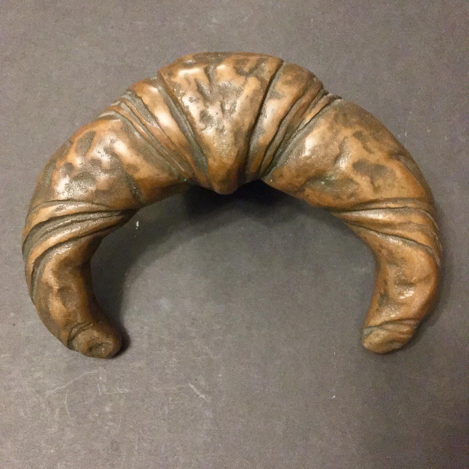 Cast Large Bronze Door Handle in the Shape of a Croissant, 20th Century, European
