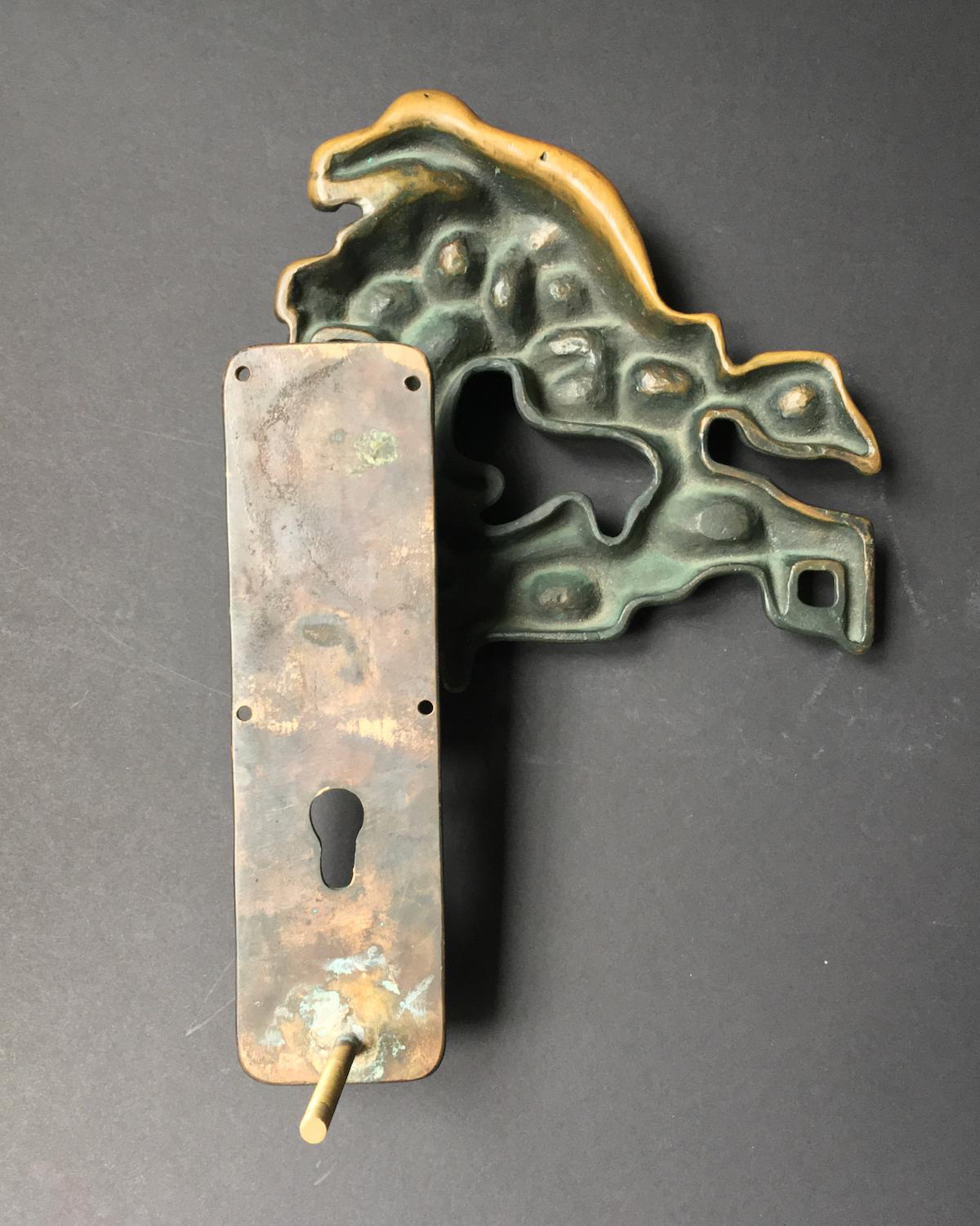 German Large Bronze Door Handle of Organic Form, 1980