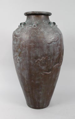 Large Bronze Effect Chinese Style Urn