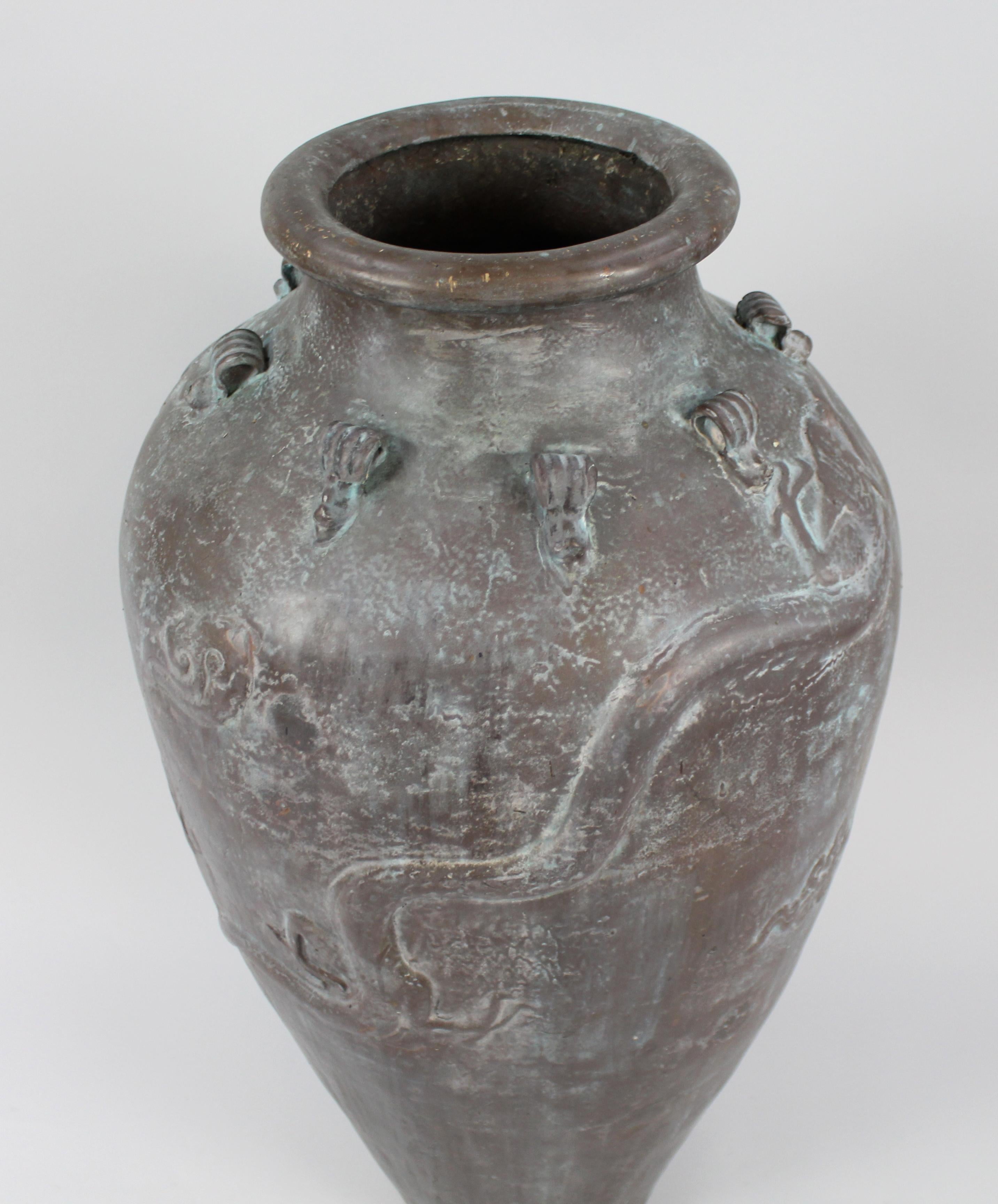 Resin Large Bronze Effect Chinese Style Urn For Sale