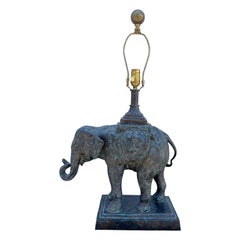 Grande lampe éléphant en bronze de Maitland Smith