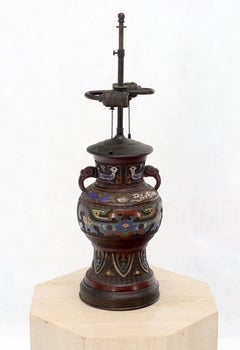 Large Bronze Enamel Decorated Oriental Table Lamp