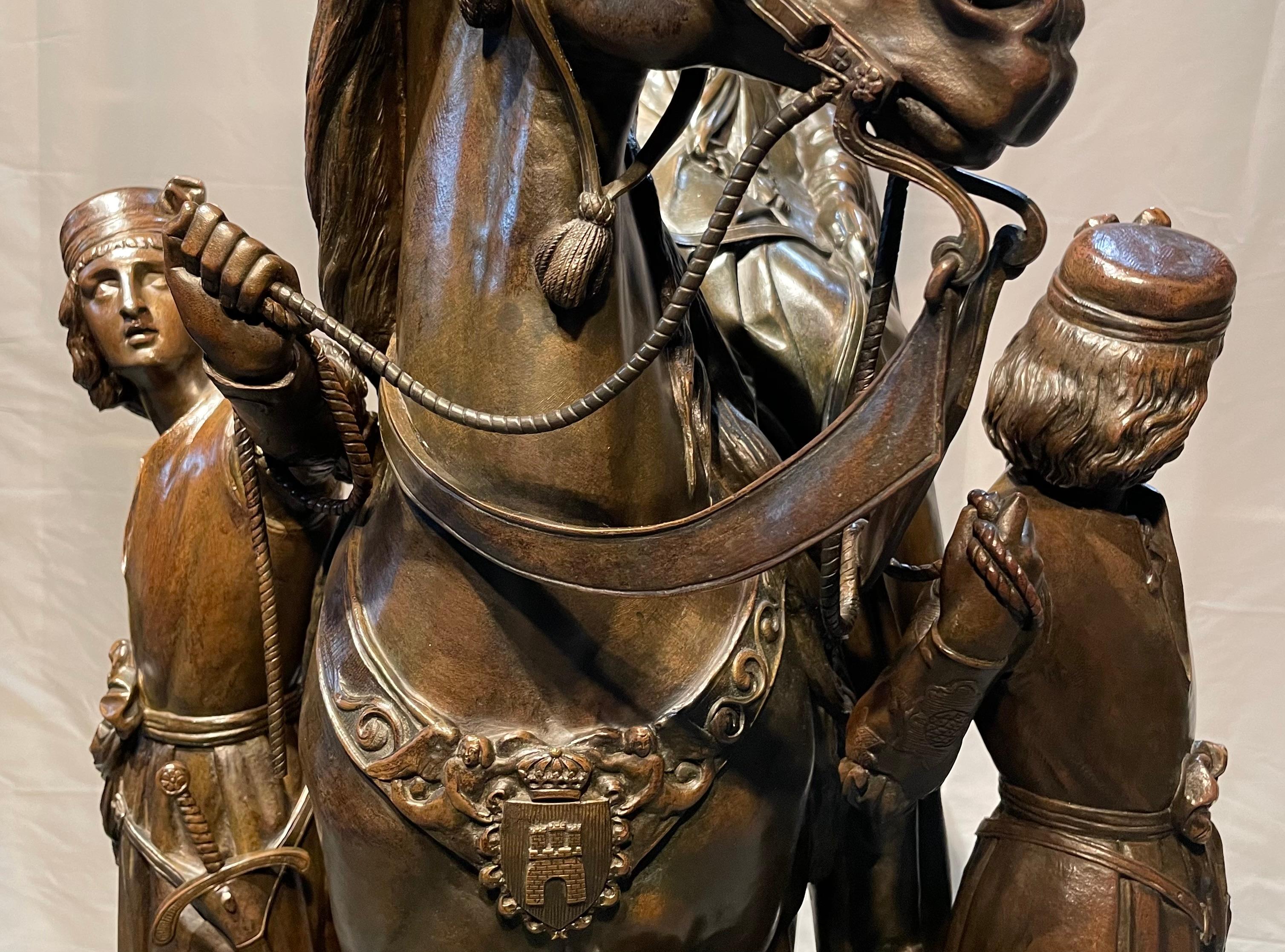 Bronze Large bronze equestrian group of Queen Elisabeth For Sale