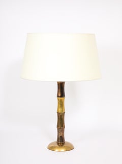 Large Bronze Faux Bamboo Table Lamp, France 1960's