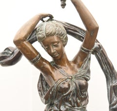 Large Bronze Figural Torchere Lamp After Carrier Allegory of Dance 6ft-193 CM