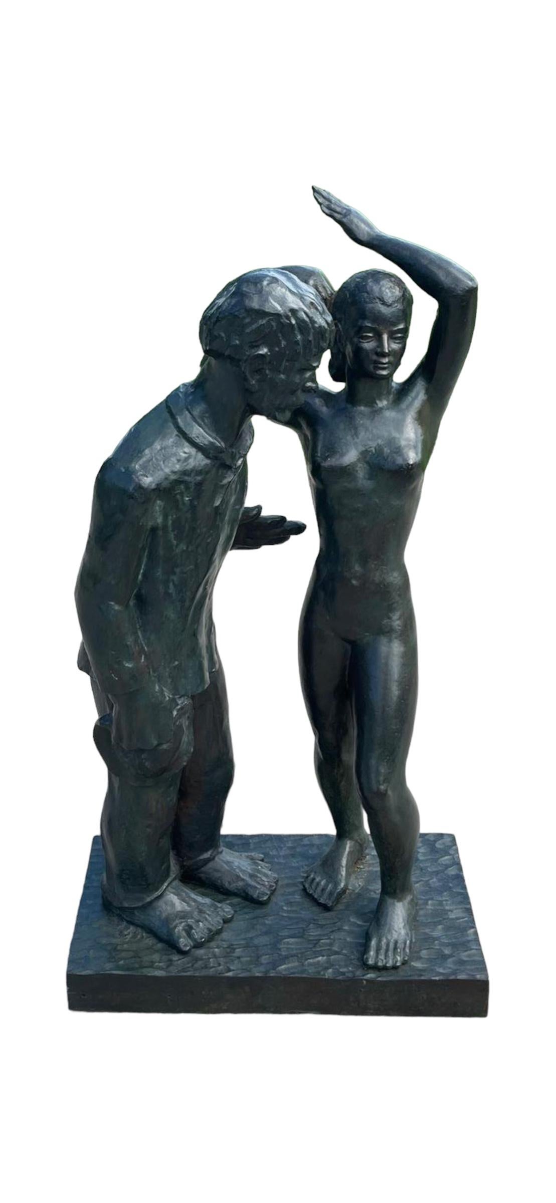 Große Bronze  Figurative Skulptur von Firmin Vandewoude (1907-1994) im Angebot 4