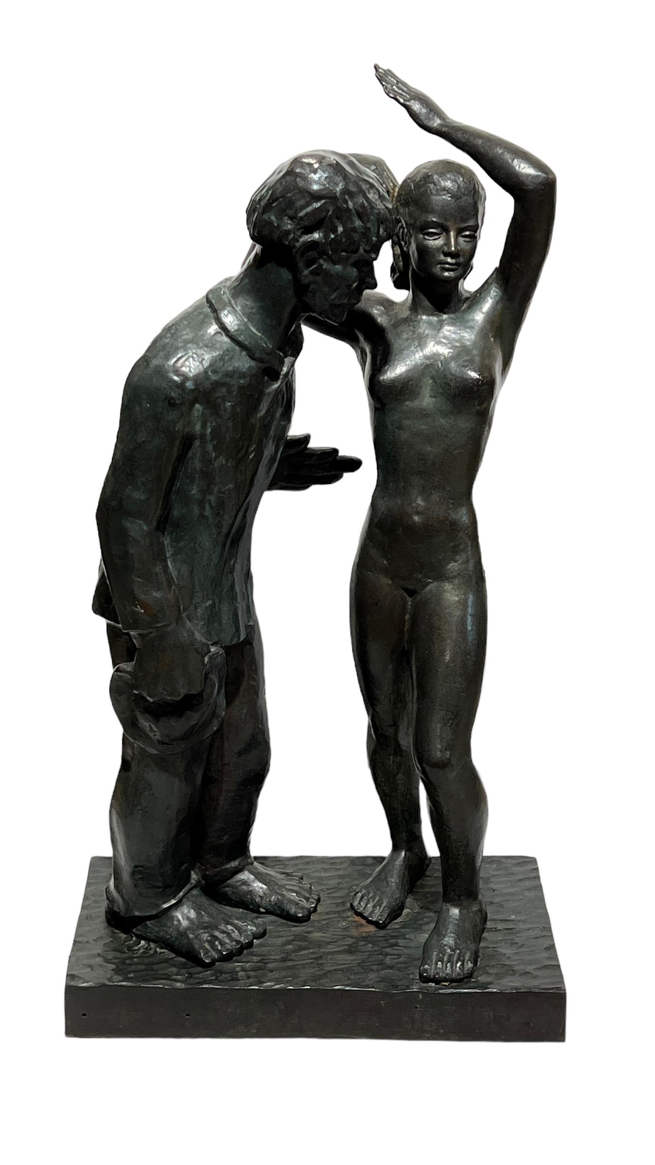 Mid-Century moderno Bronzo grande  Scultura figurativa di Firmin Vandewoude (1907-1994) in vendita