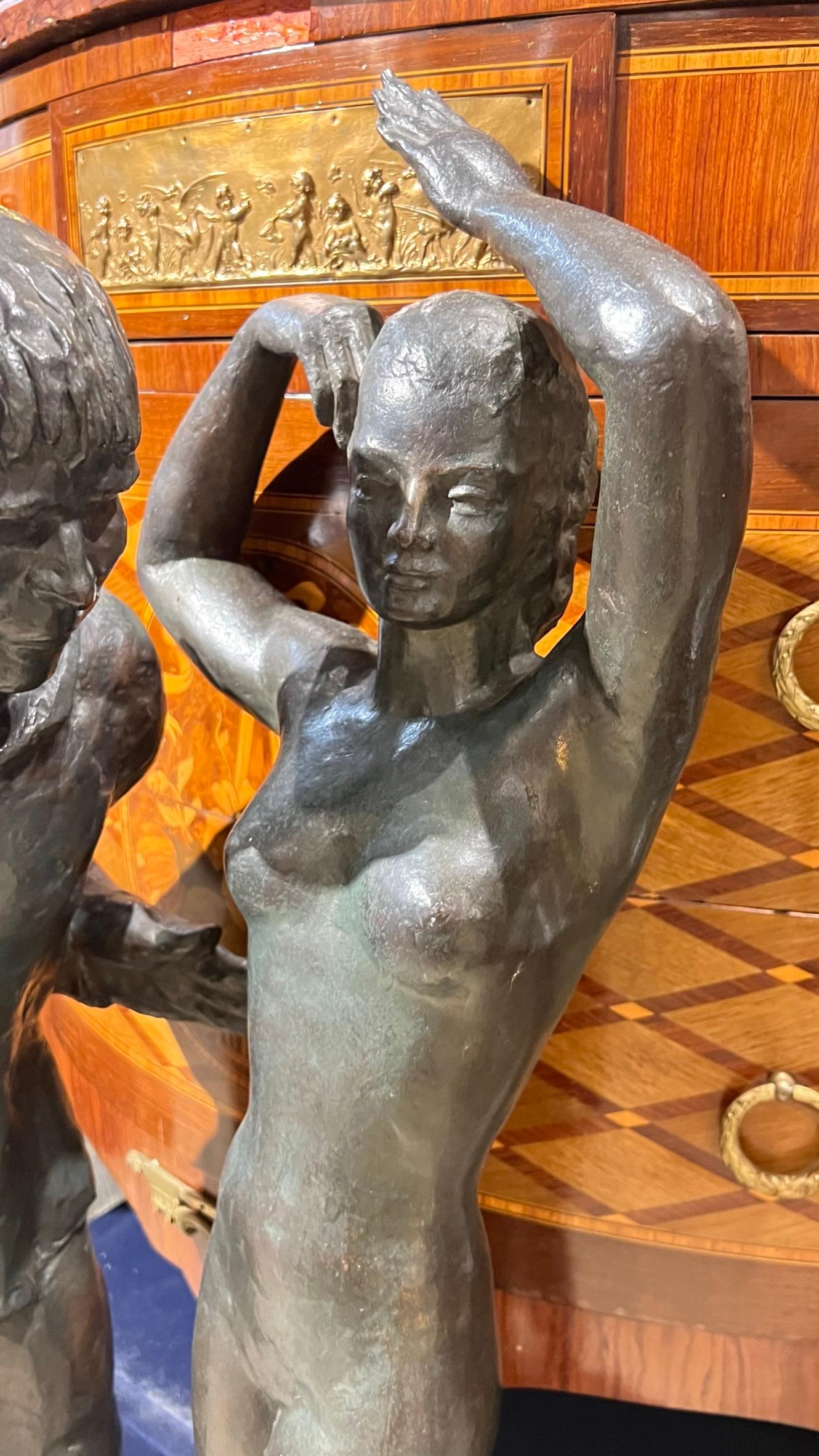 Belgian Large Bronze  Figurative Sculpture by Firmin Vandewoude (1907-1994) For Sale