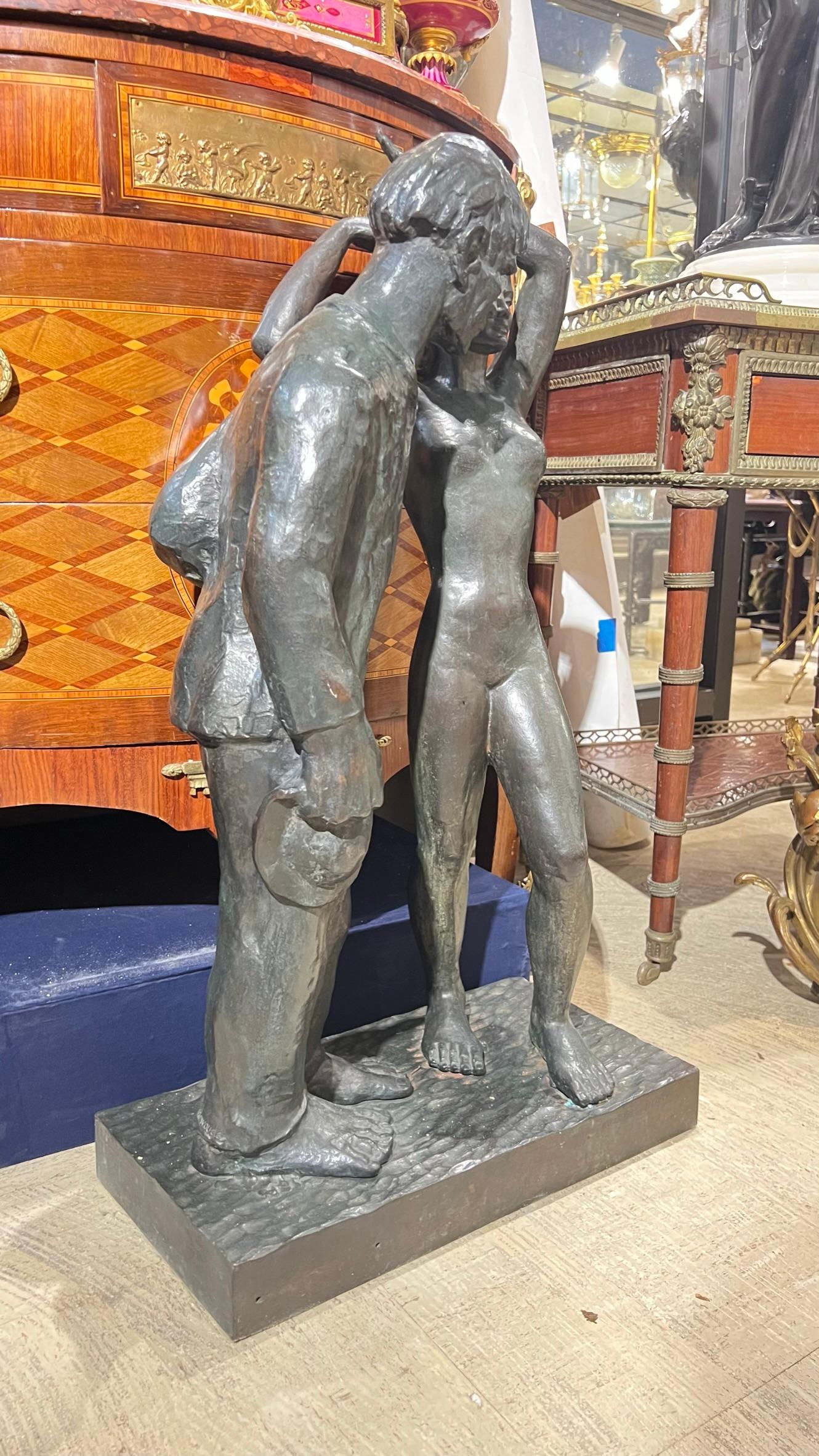 Large Bronze  Figurative Sculpture by Firmin Vandewoude (1907-1994) In Good Condition For Sale In New York, NY