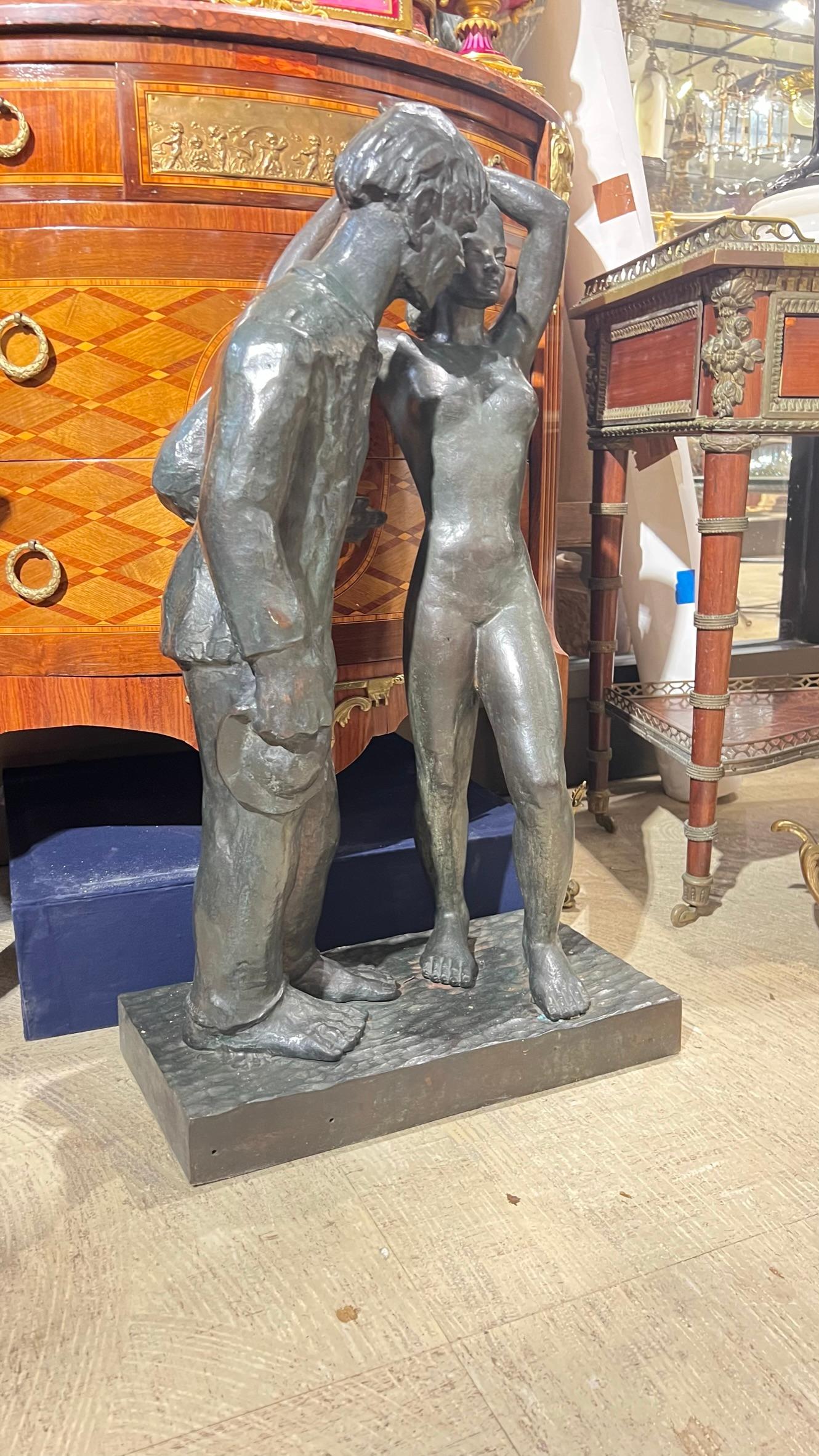 20th Century Large Bronze  Figurative Sculpture by Firmin Vandewoude (1907-1994) For Sale