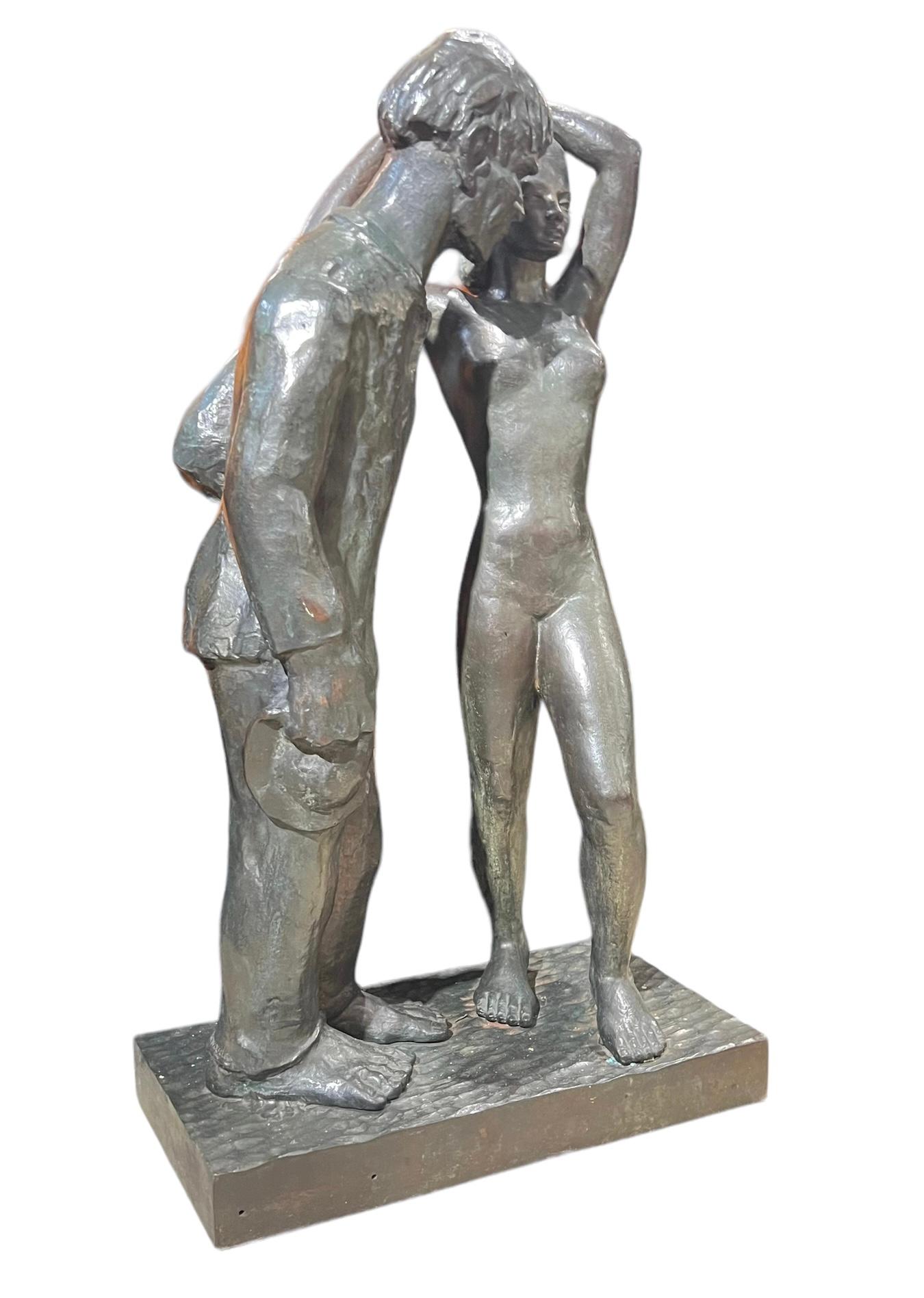 Große Bronze  Figurative Skulptur von Firmin Vandewoude (1907-1994) im Angebot 2