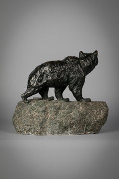 Large Bronze Figure of a Striding Bear, Early 20th Century