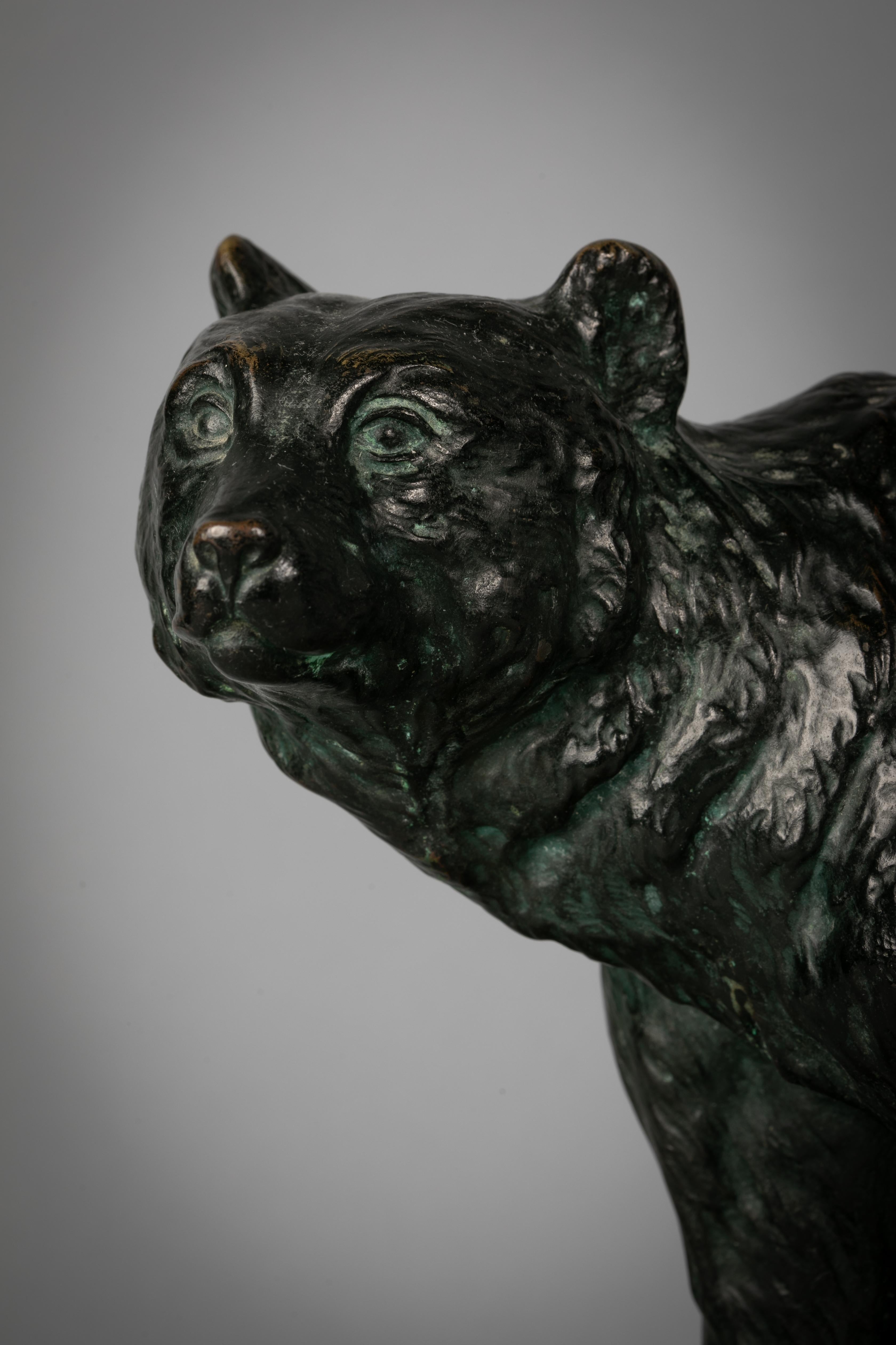 Large Bronze Figure of a Striding Bear, Early 20th Century In Excellent Condition For Sale In New York, NY