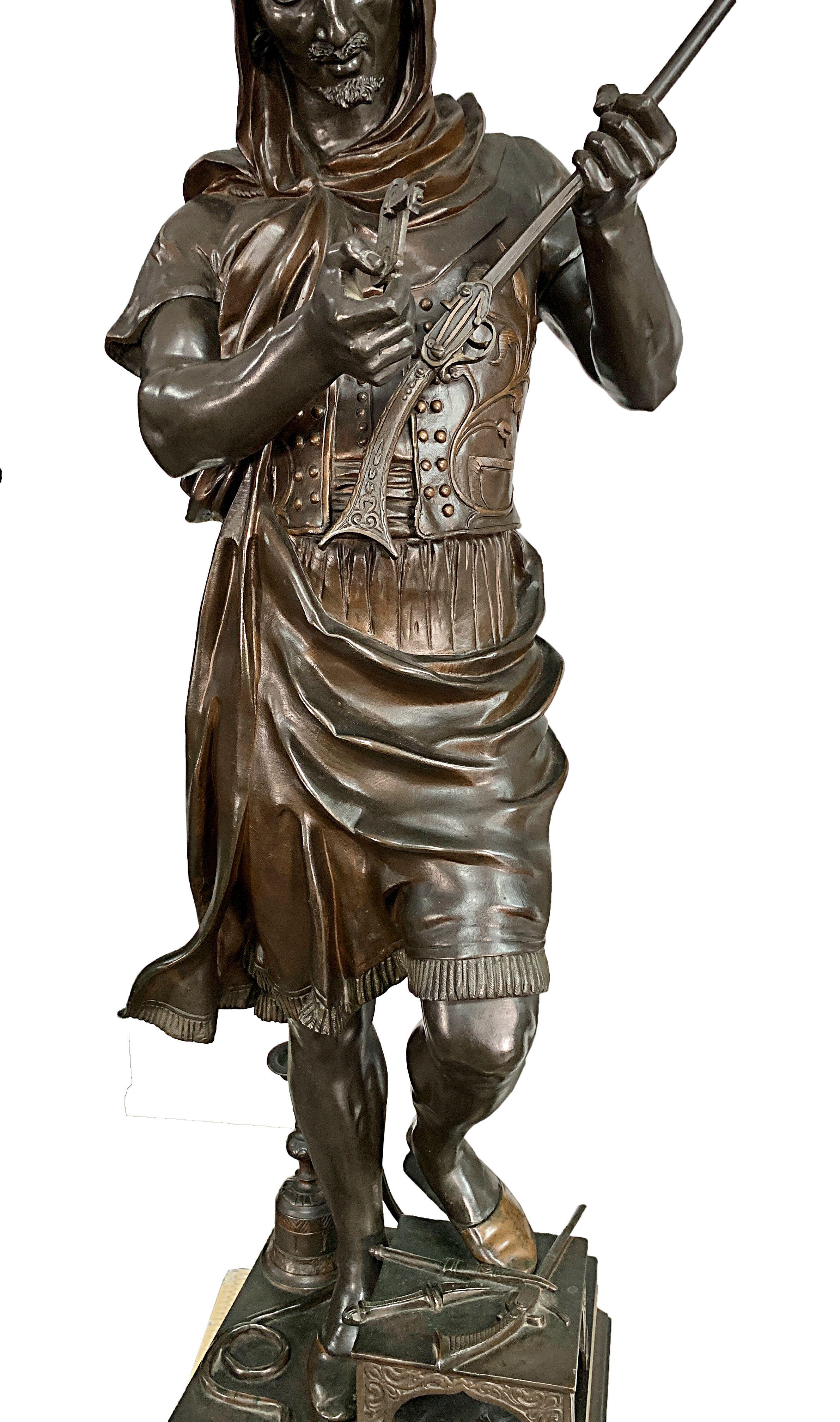 French Large Orientalist Bronze Figure of a Turkish Arms Merchant by G. Gueyton For Sale