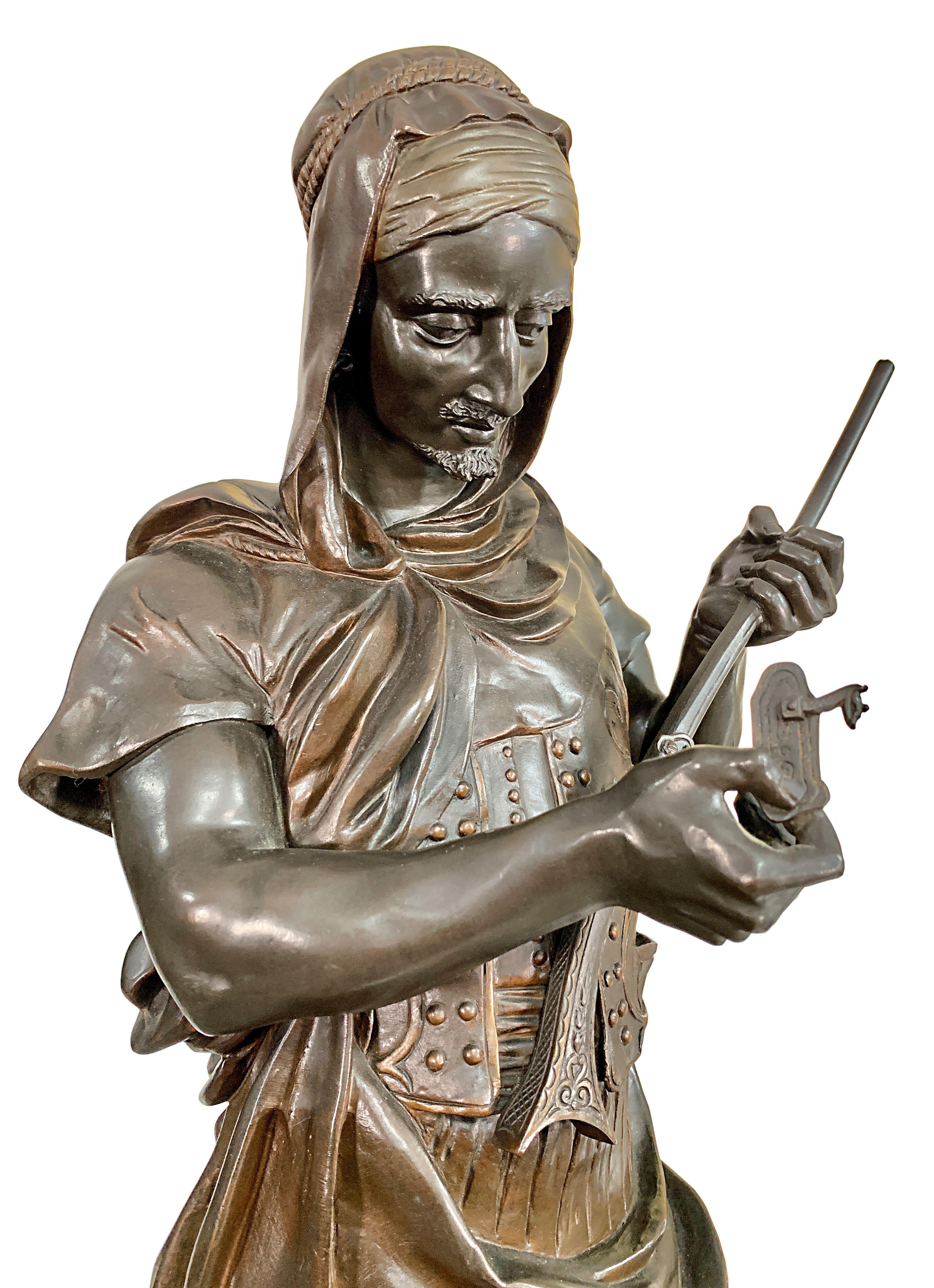 Late 19th Century Large Orientalist Bronze Figure of a Turkish Arms Merchant by G. Gueyton For Sale