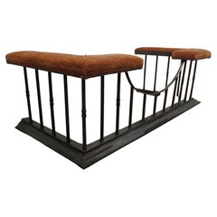 Large Bronze Finish Upholstered Club Fender, This Is a Large and Stylish Piece