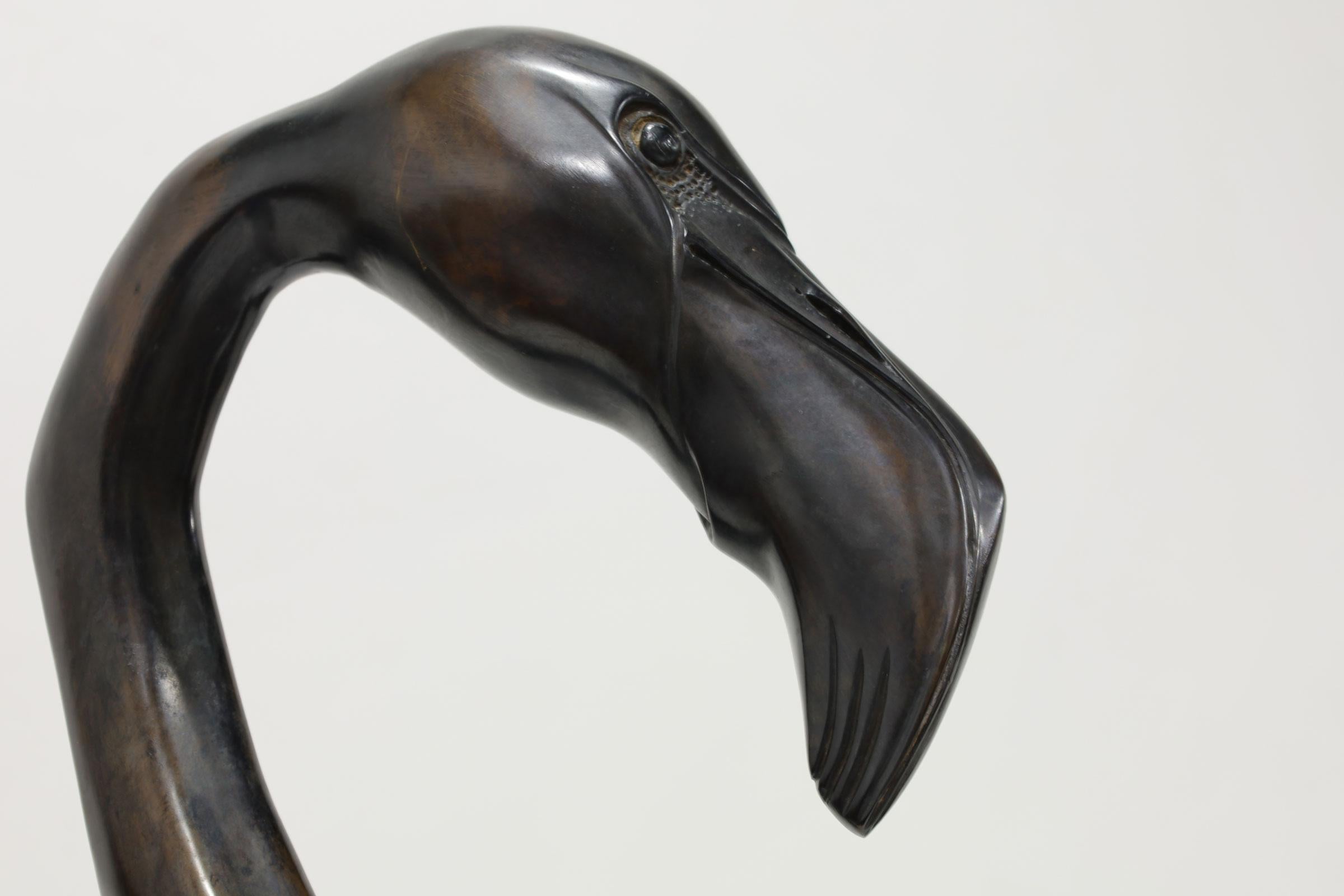 Grandi sculture di uccelli fenicottero in bronzo di Hattakitkosol Somchai, timbrate in vendita 2