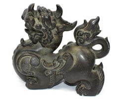Large Bronze Foo Dog Lions Doorstops, Paperweights