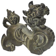 Vintage Large Bronze Foo Dog Lions Doorstops, Paperweights