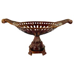 Two Handled Pierced Bronze Footed Basket  