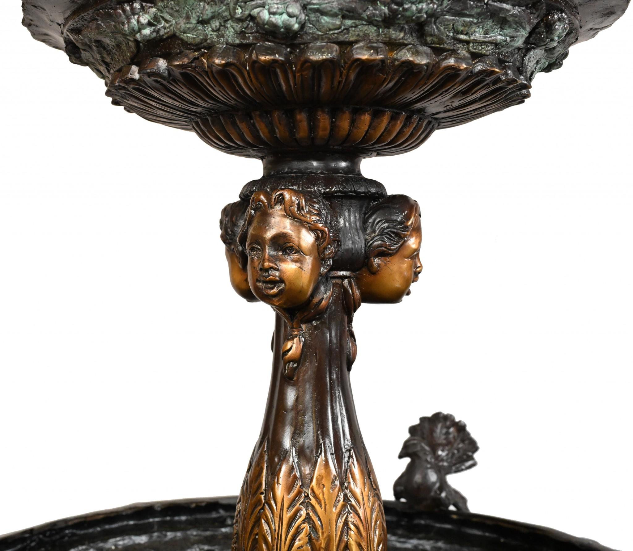 Large Bronze Fountain with Maidens, Classical French Garden Water Feature 7