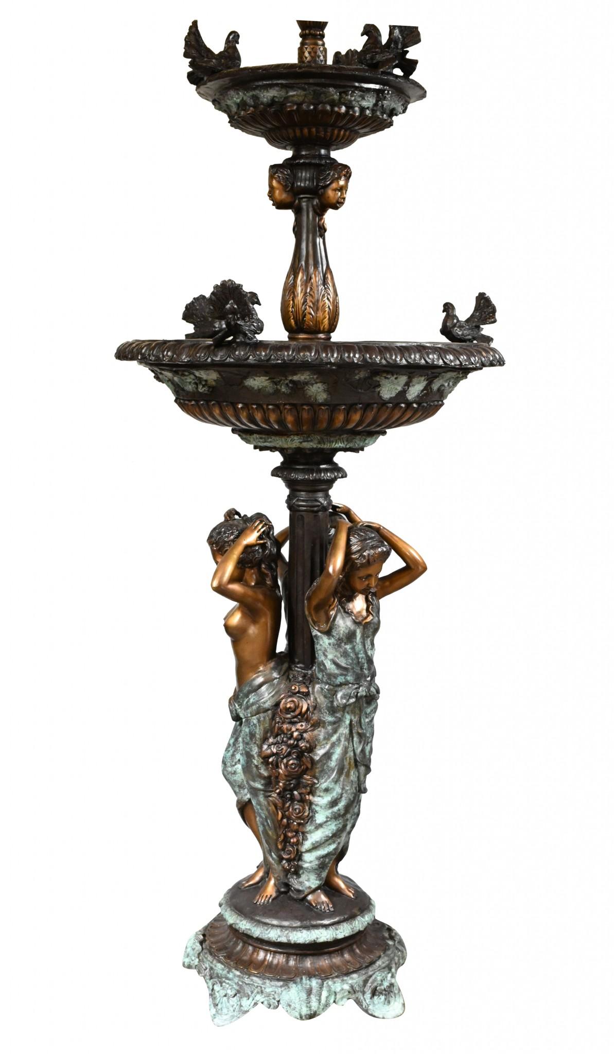 Großer Bronzebrunnen mit Jungfrauen, klassisches französisches Garten-Wasserelement im Zustand „Gut“ in Potters Bar, GB