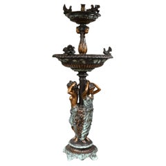 Large Bronze Fountain with Maidens, Classical French Garden Water Feature