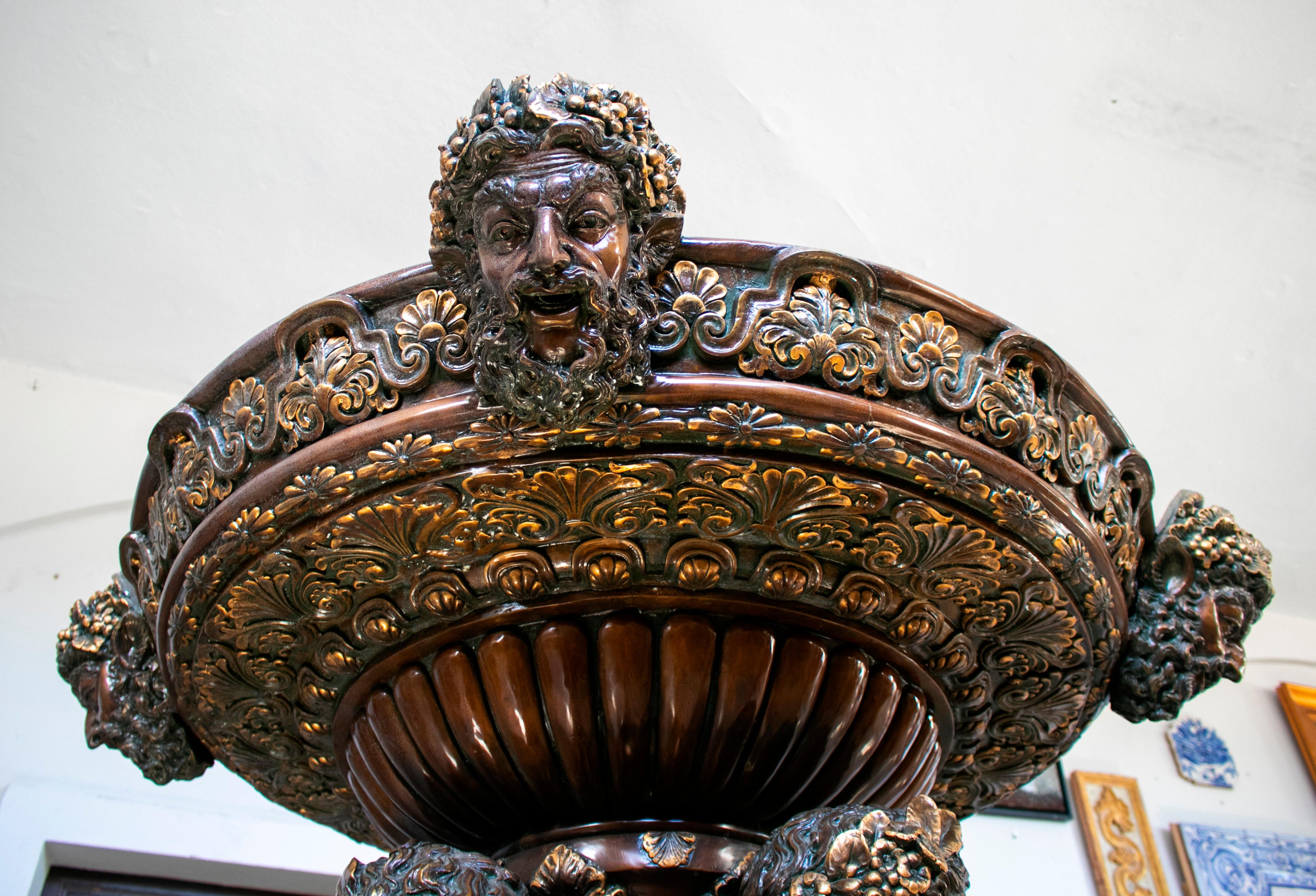 Large Bronze Four Seasons Cherub Fountain with Top Tier and Mascaron Spouts 5