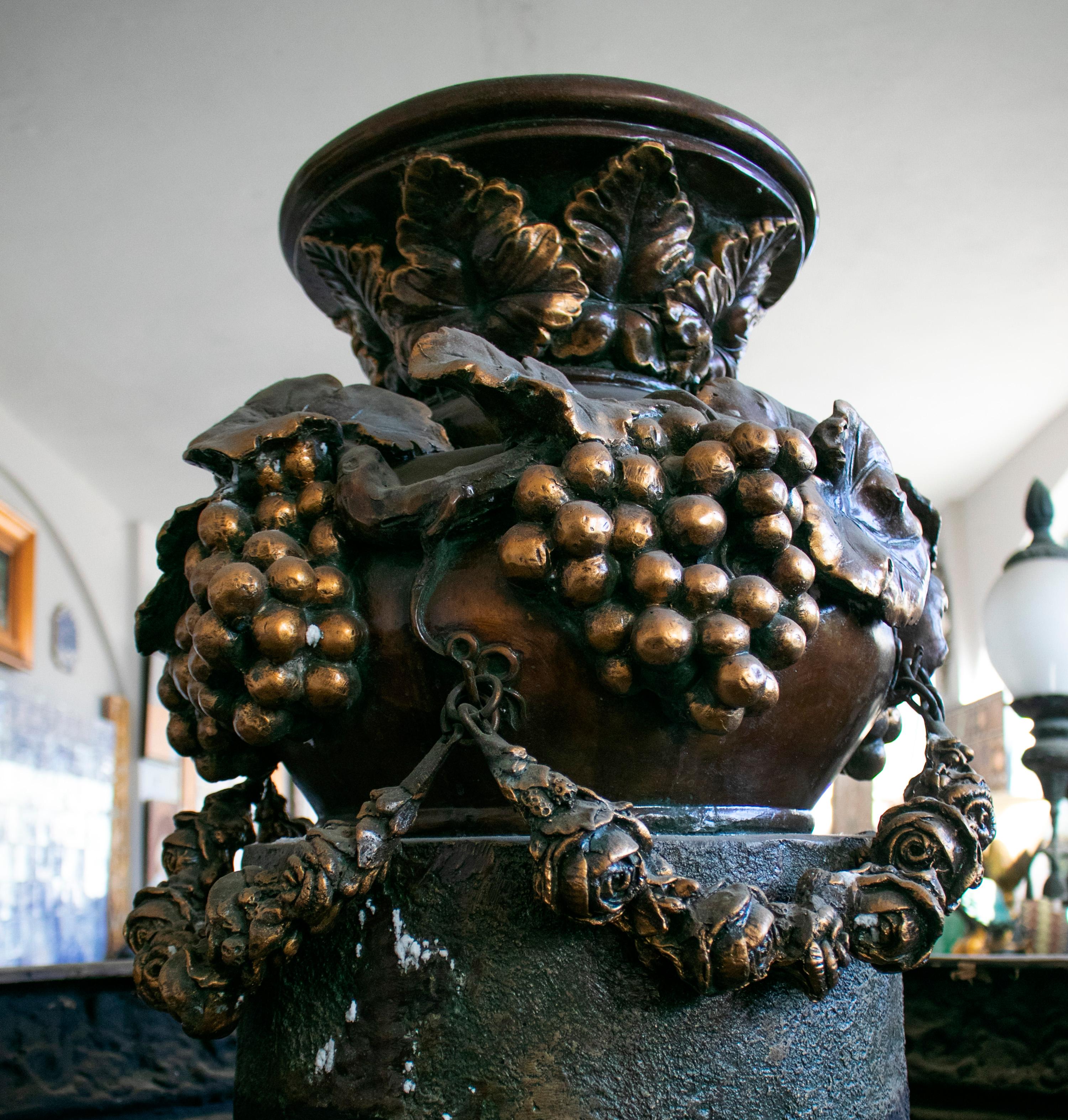 Large Bronze Four Seasons Cherub Fountain with Top Tier and Mascaron Spouts 12