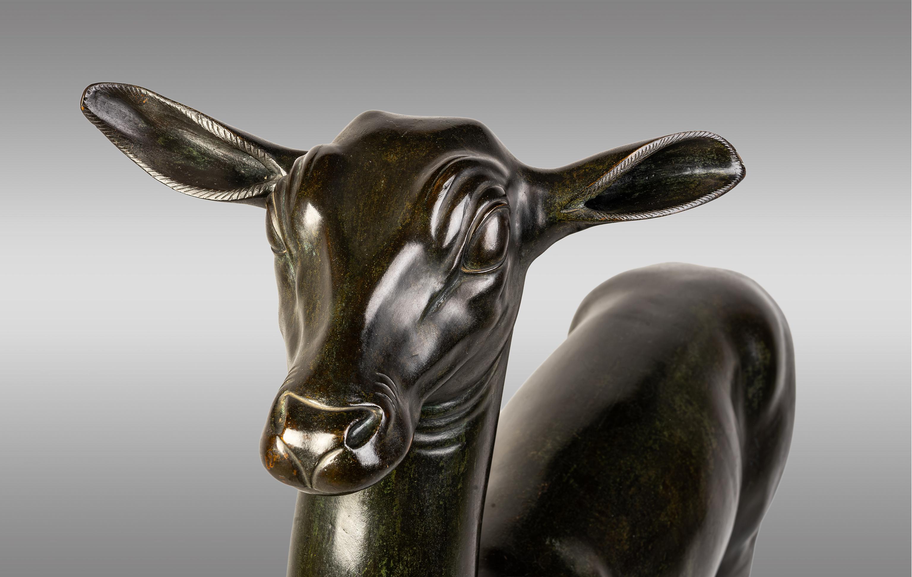 Grand bronze de la fonderie Chiurazzi de Naples, 
Copie exacte de l'un de ceux trouvés à Herculanum et actuellement conservés au Musée archéologique de Naples.

Mesures en bronze :
94 cm. Haut
21 cm. Largeur
74cm. Longues

Mesures de base :
46cm.