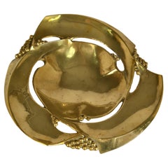 Large Bronze Fruit Bowl Organic Decorated with Grapes