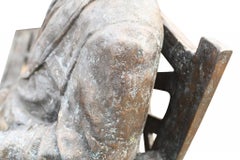 Large Bronze Garden Bench with Lifesize Albert Einstein Statue