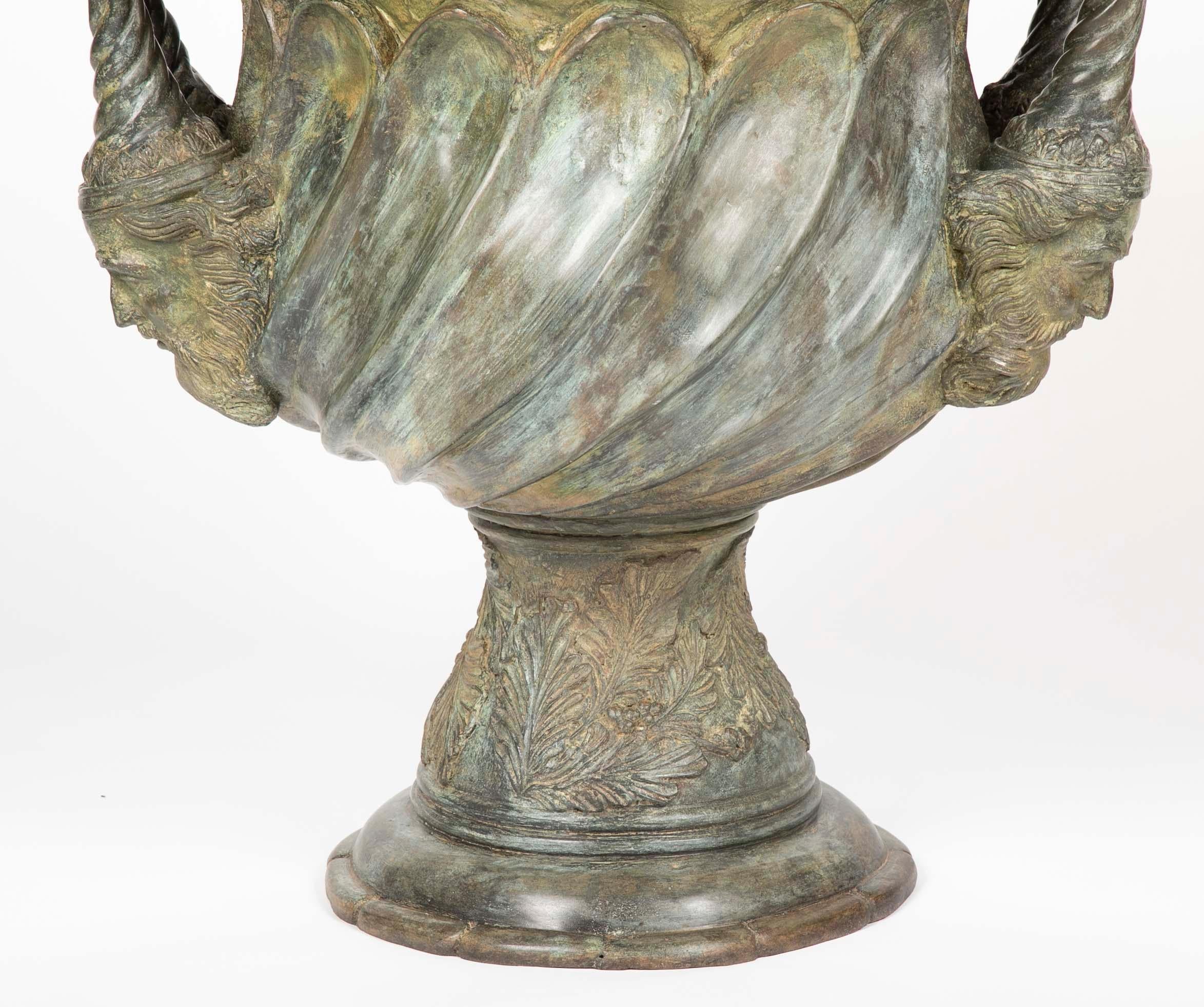 French Large Bronze Garden Urn after a Model at Versailles For Sale