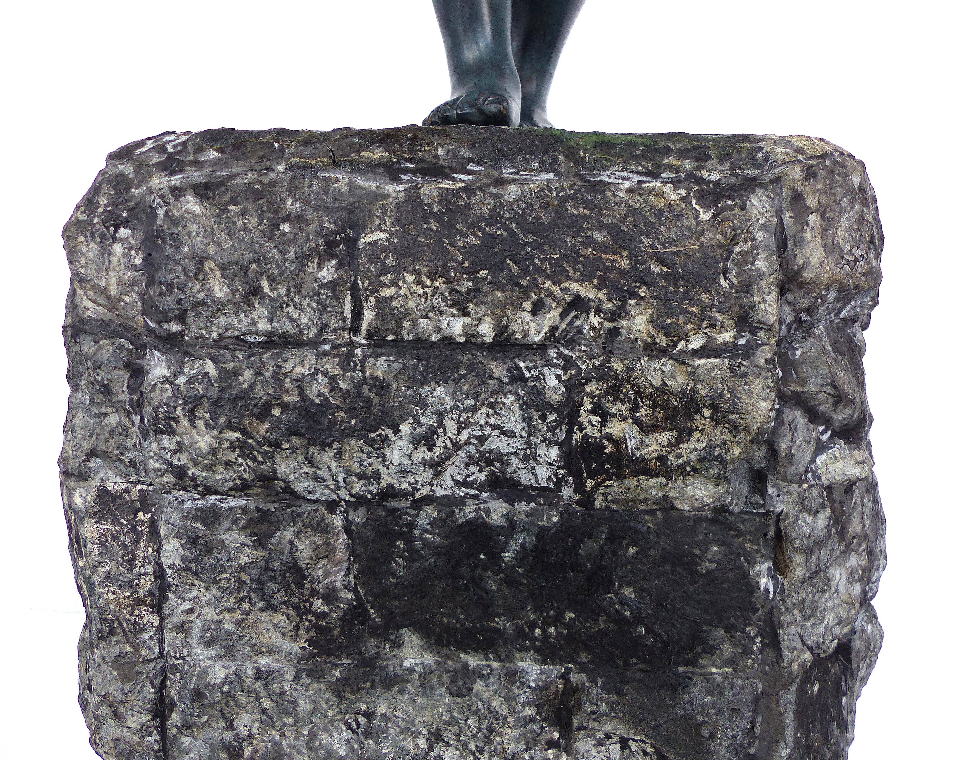 Large Bronze Greco Roman Style Sculpture atop a Chiselled Granite Pedestal 6