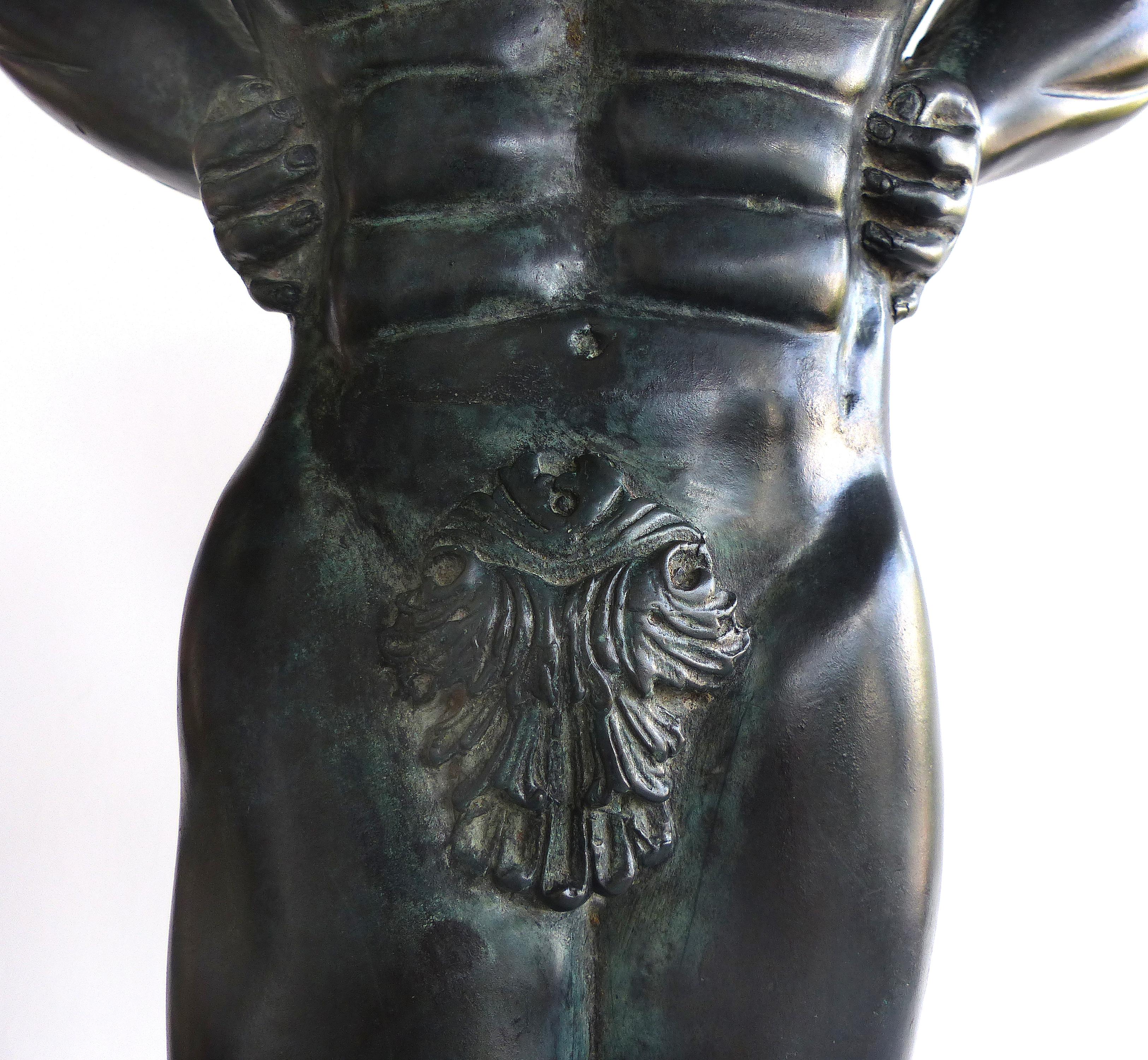 Large Bronze Greco Roman Style Sculpture atop a Chiselled Granite Pedestal 4