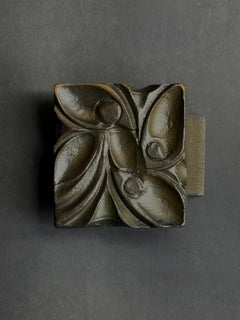 Large Bronze Handle with Raised Botanical Design, European 20th Century