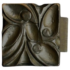 Large Bronze Handle with Raised Botanical Design, European 20th Century