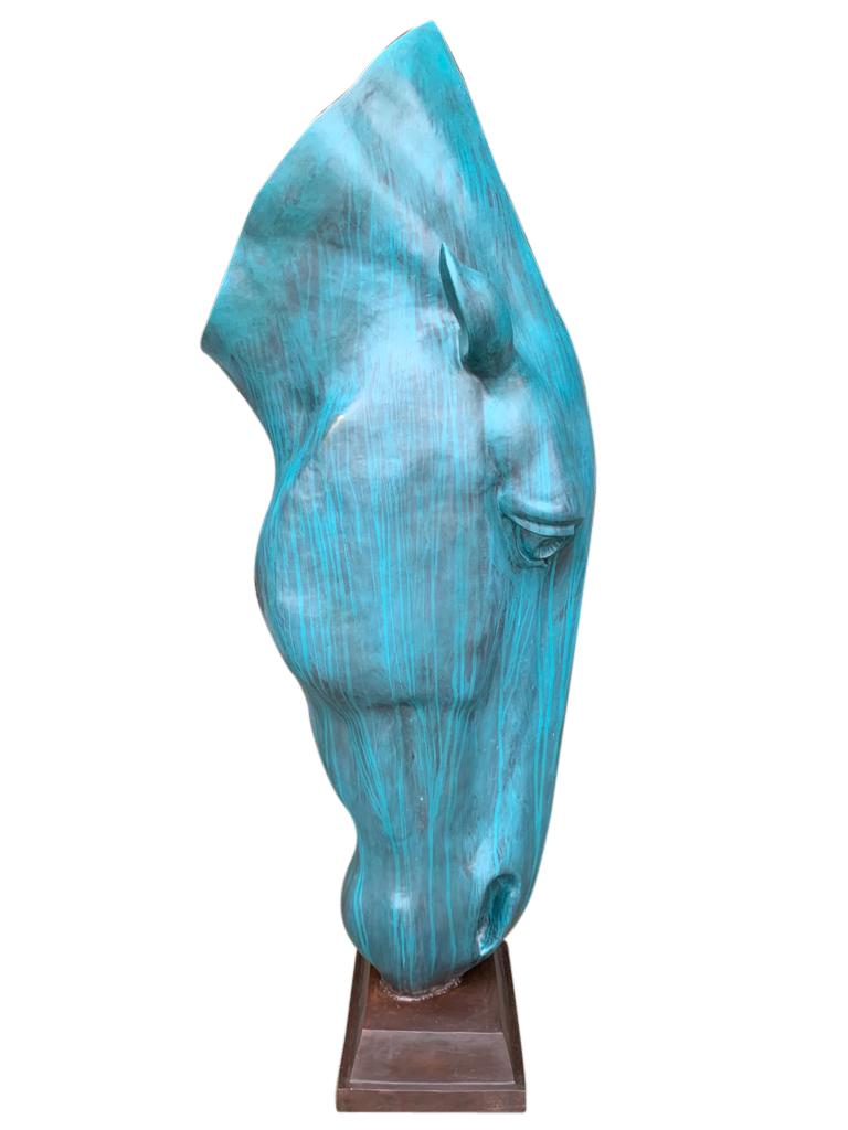 turquoise horse head statue