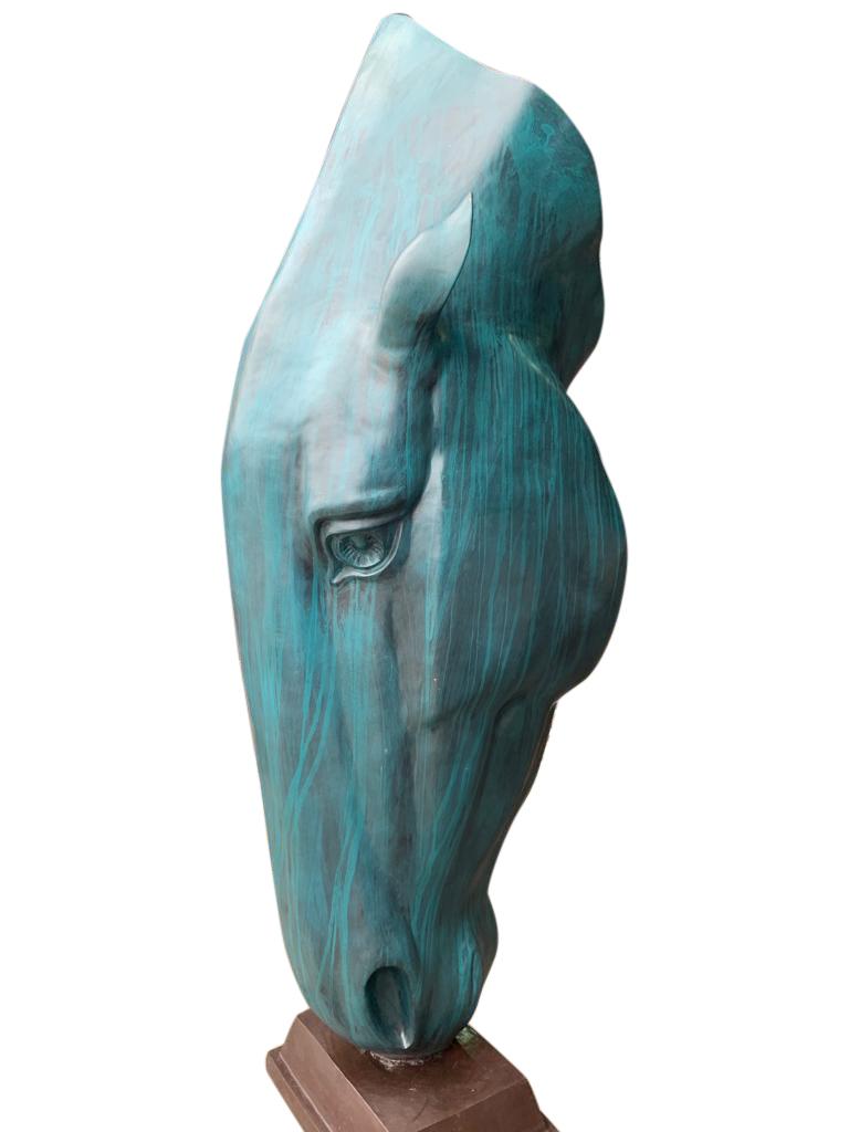 Large Bronze Horse Head Sculpture 'Still Water', 20th Century In Excellent Condition For Sale In London, GB