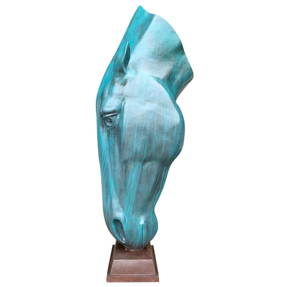 Large Bronze Horse Head Sculpture 'Still Water', 20th Century For Sale