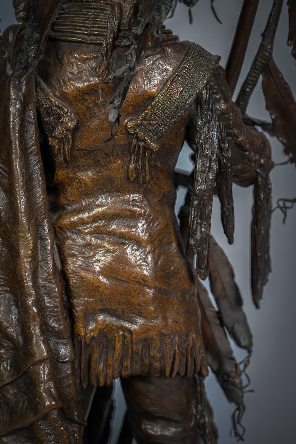 Großer indischer Bronze-Indianer, „Peace“, von Carl Kauba, 1865-1922 im Angebot 6