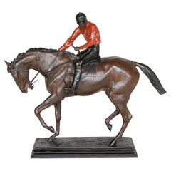 Large Bronze Jockey on Horseback