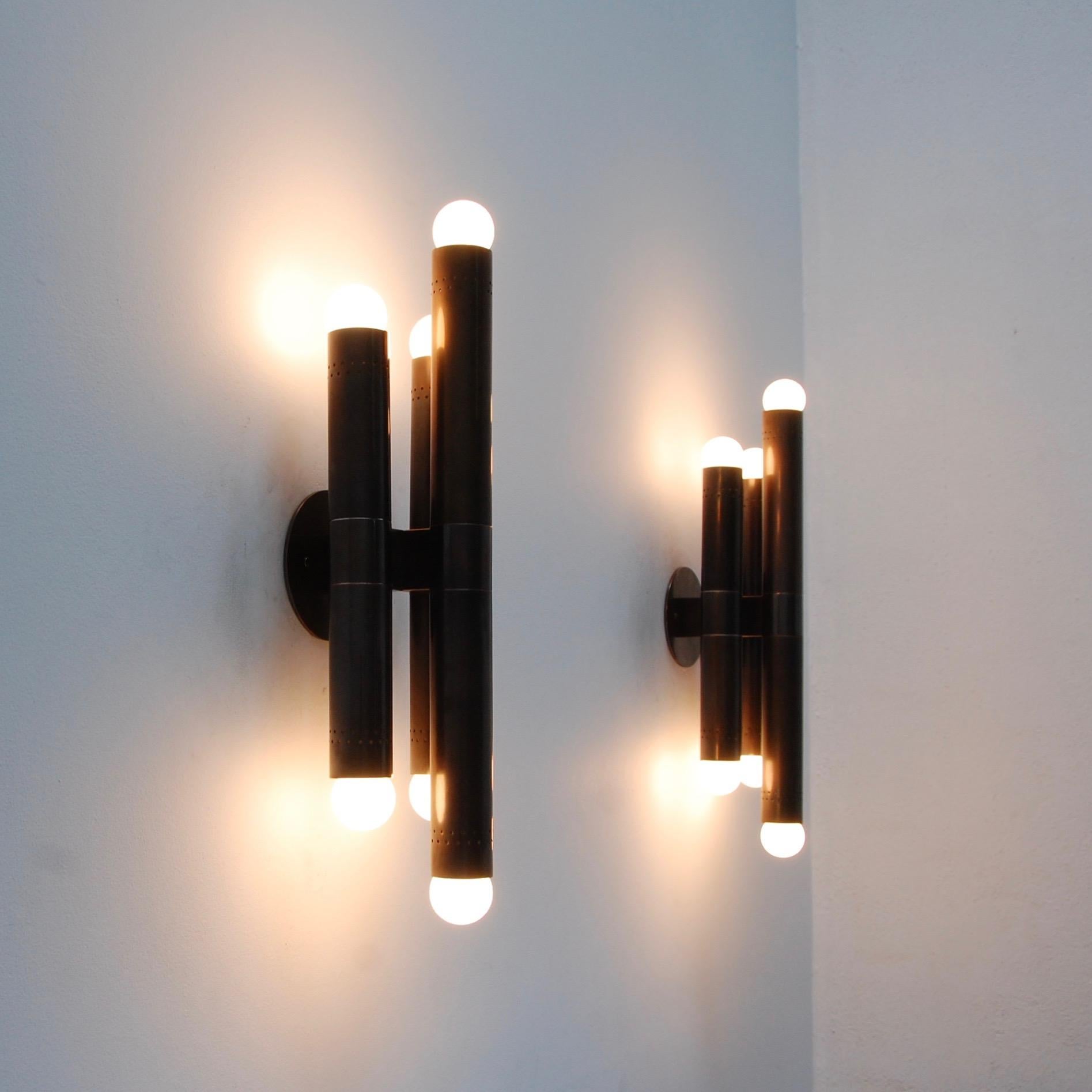 Large Bronze Lamperti Sconces 5