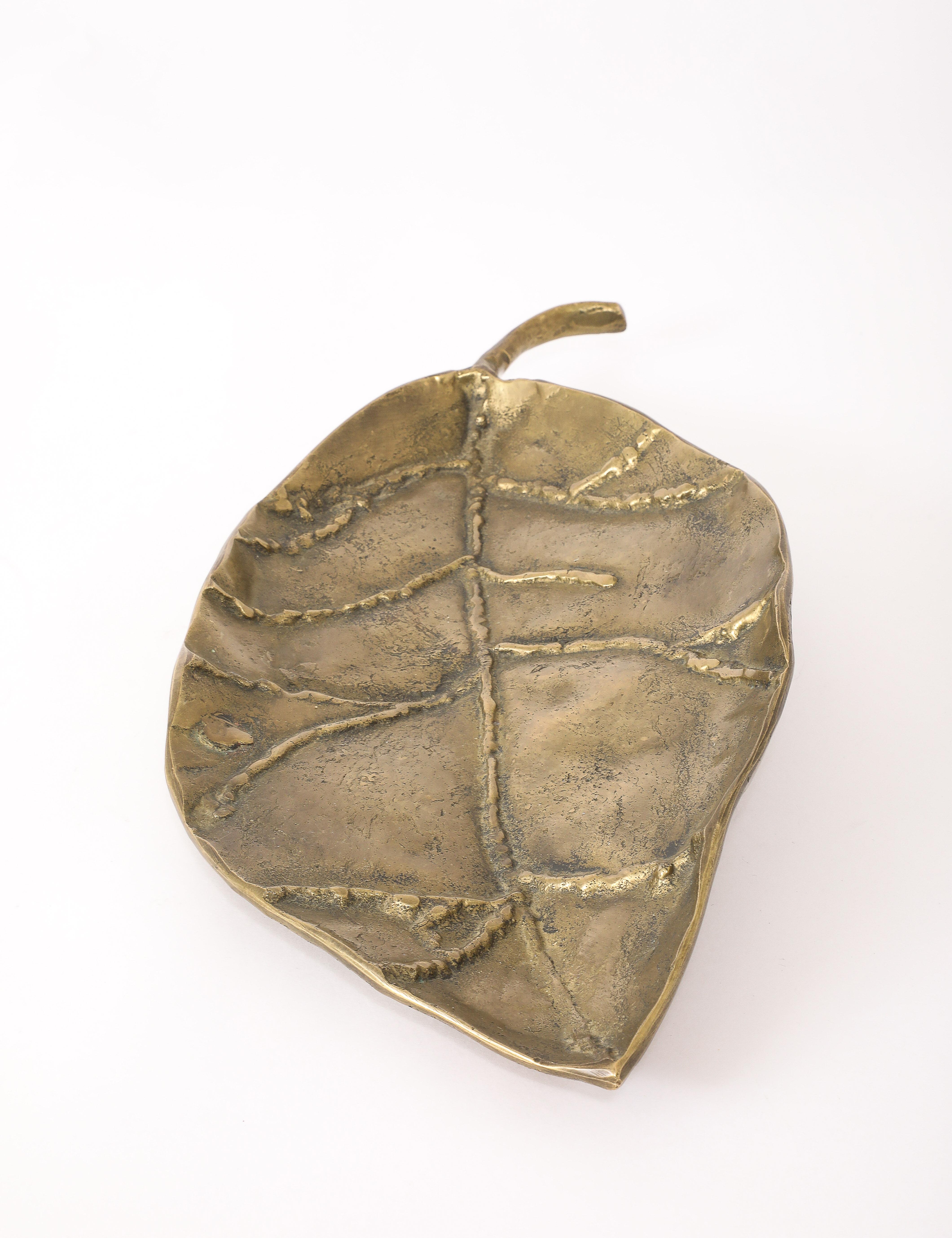 Mid-Century Modern Large Bronze Leaf, France 1970's For Sale