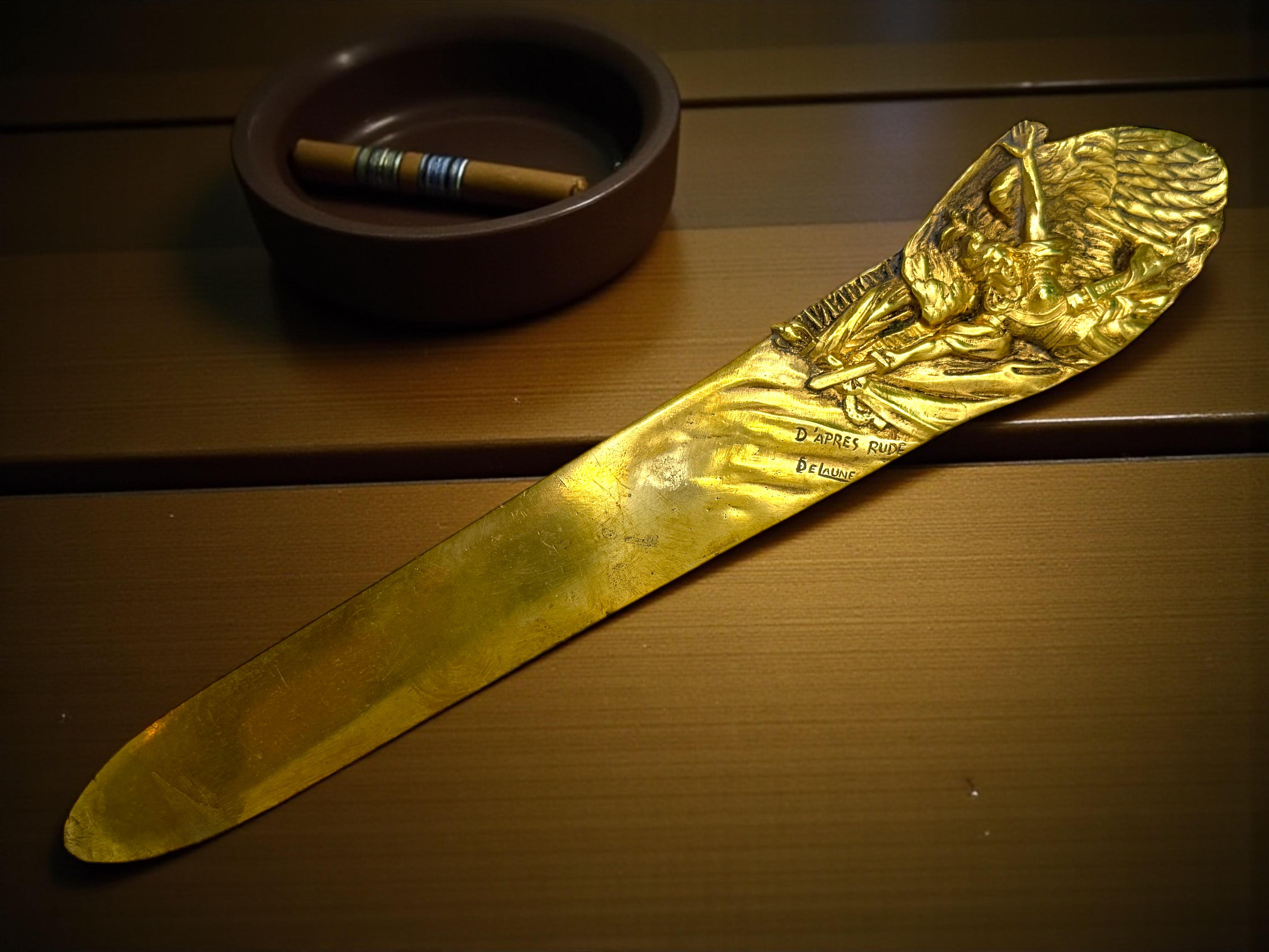 Großer Bronze-Brieföffner Jugendstil Ende 19. Jahrhundert signiert DeLaune, Frankreich im Angebot 5